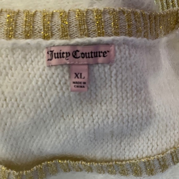 Juicy Couture Fuzzy Y2K Metallic Gold Sweater Size XL - Picture 7 of 9